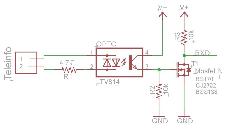 Schéma Final Téléinfo Transistor FET